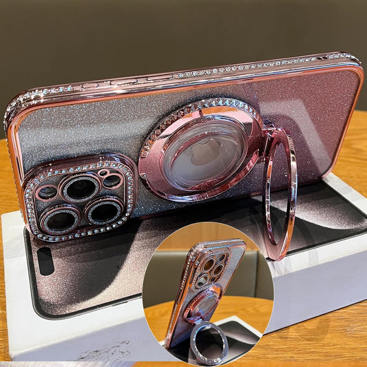 Stand Case for iPhone 16 Pro Max, Luxury Bling Sparkly Diamond with Camera Protector.