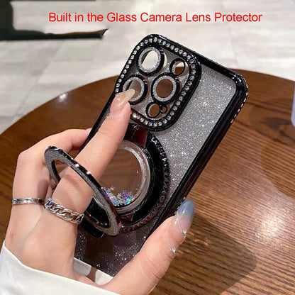 Stand Case for iPhone 16 Pro Max, Luxury Bling Sparkly Diamond with Camera Protector.